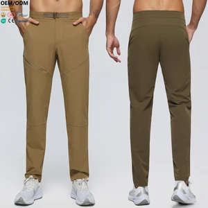 XW-51337 Buckle Belt Elastic Band Gym Clothing Activewear Sports Joggers Athletic Workout Custom Casual Men's Sports Pants