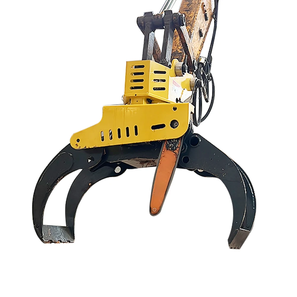 Wood Cutter With Grapple Log Grapple Saw Excavator Tree Shear