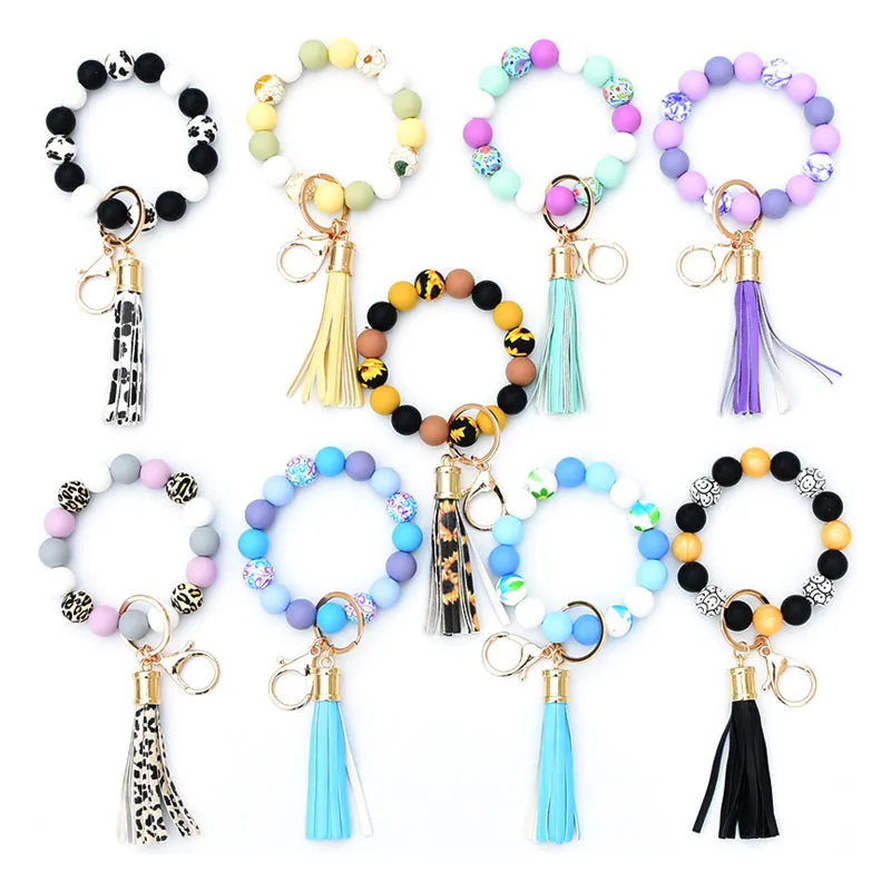 Yyx Elastic Cord Wallet Bracelet Keychain Wristlet Silicone Bead Key