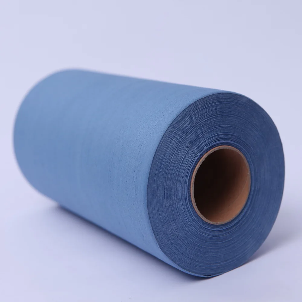 heavy duty multifunctional blue disposable wood pulp lint free industrial nonwoven fabric wipes hand cleaning cloth roll