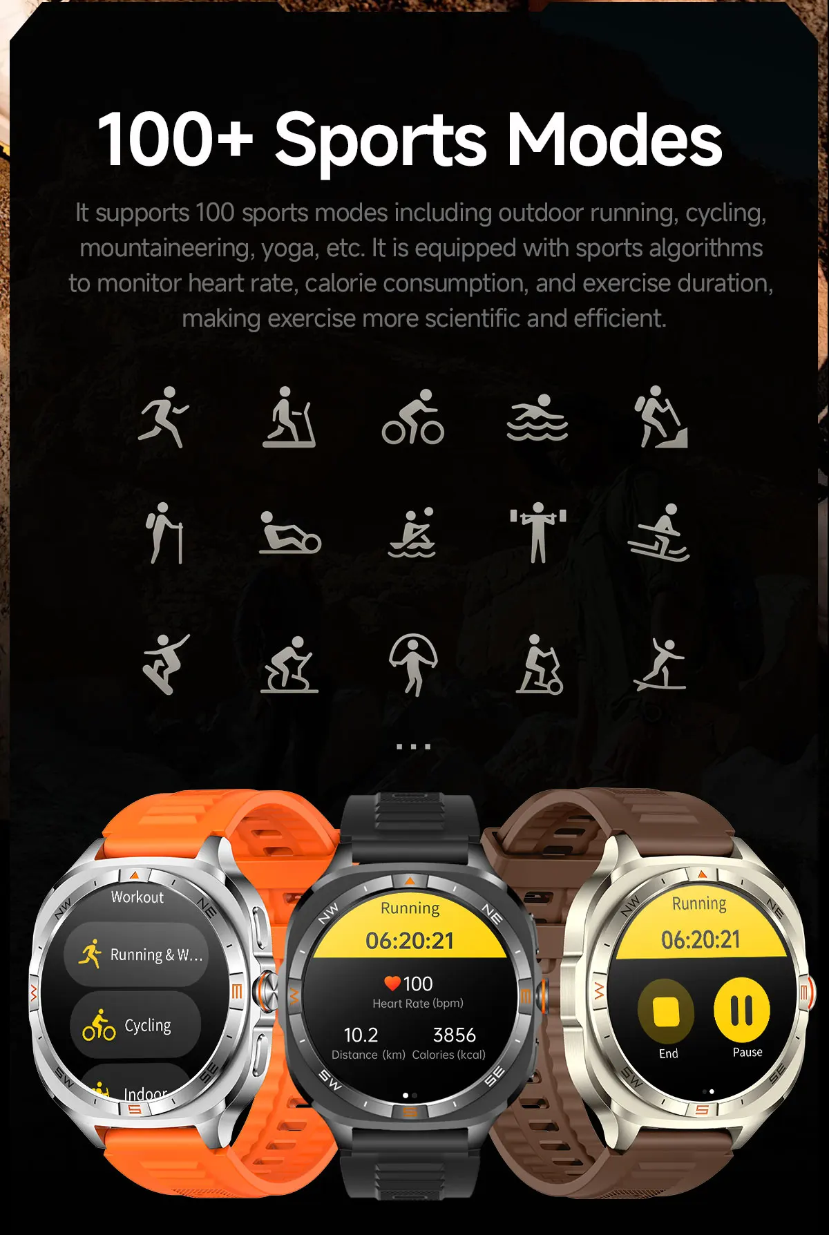 G400  Outdoor 2026 Smart Watch Heart Rate Health Monitoring Large Memory BT Call Fashion GPS Smart Watch for Men