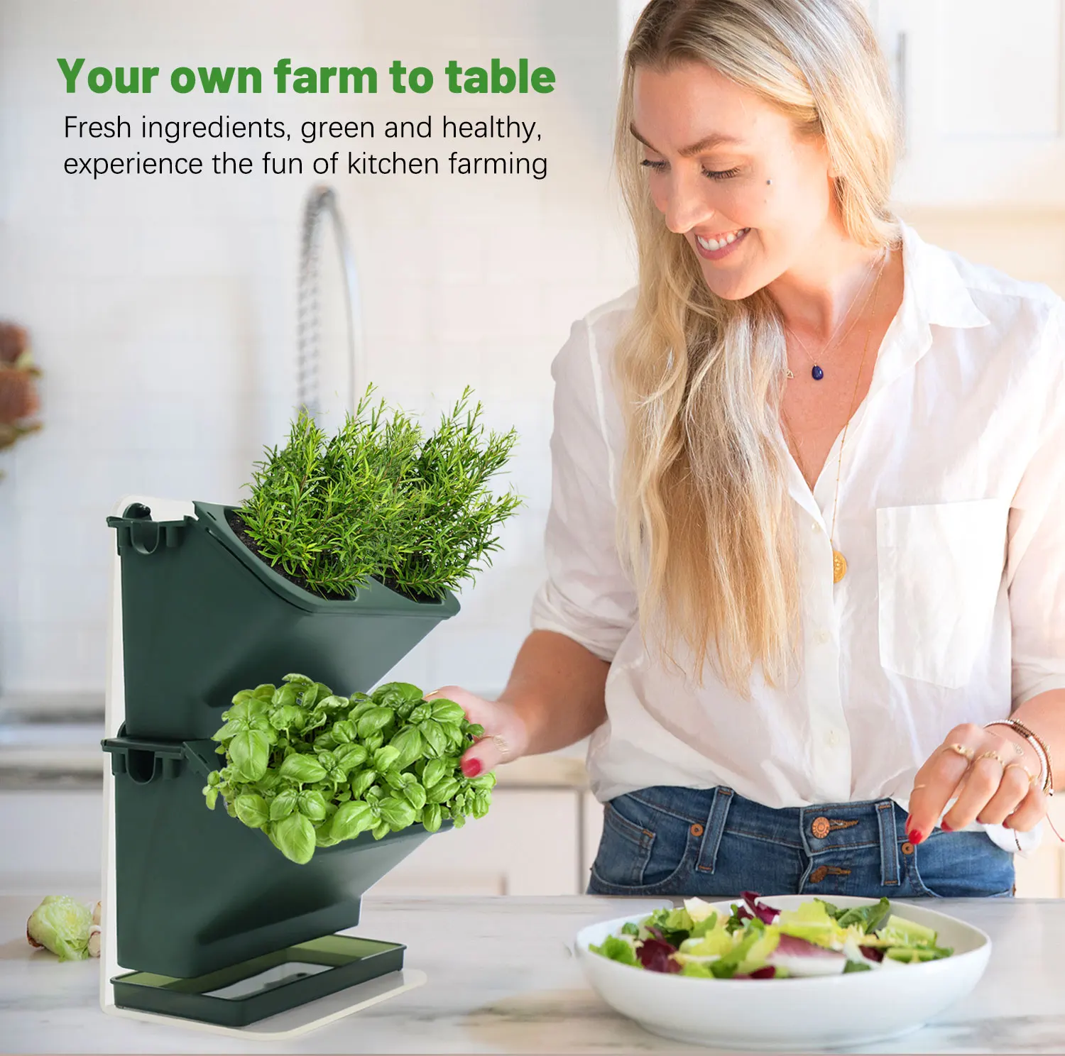 Kit de Cultivo Vertical para Plantas de Cozinha com 8 Vasos para Jardim de  Ervas em Ambientes Internos Brasil Alface, image size:1500x1488