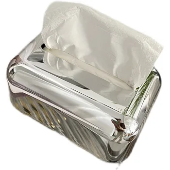 INS Fashion Electroplate Gold/silver Tissue Box Domestic Creative Mirror Paper Towel Face Towel Wipes Storage Box with Spring