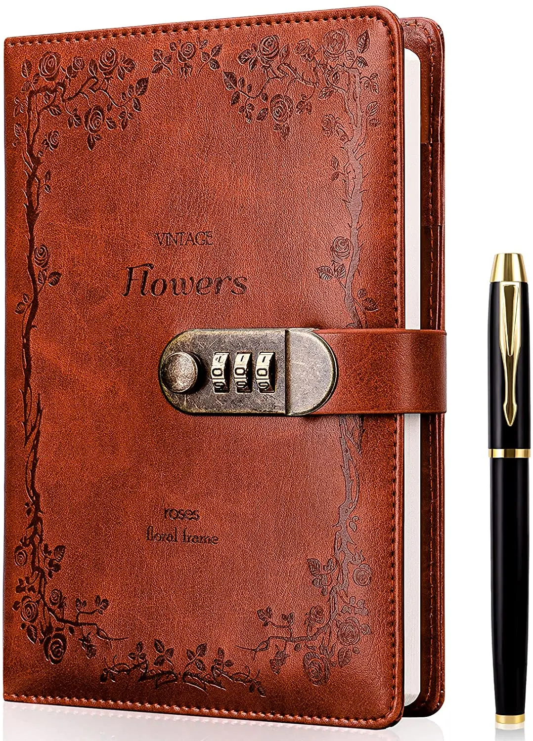 Buy Wholesale China Labon Lock Diary Gold Pen Set Vintage Leather