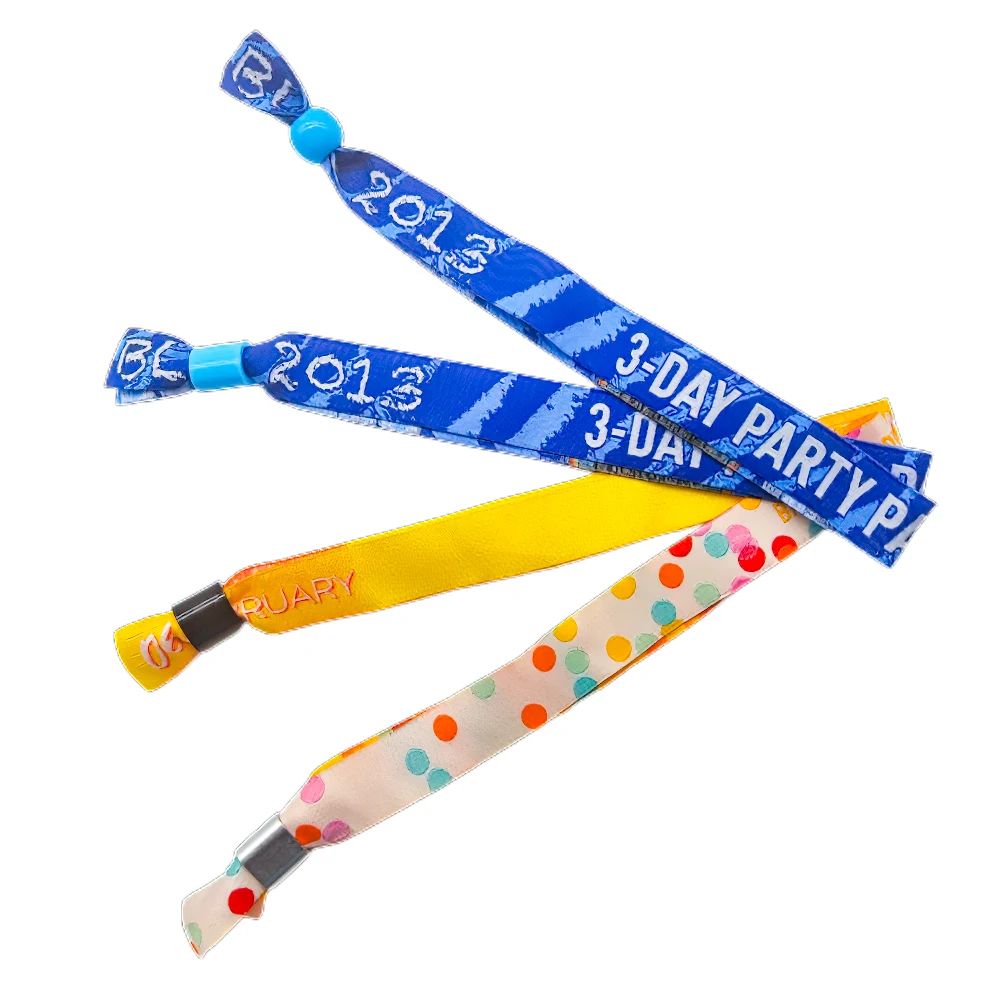 Wholesale Eco-friendly Polyester Satin Polyester Printing Adjustable Festival Custom Fabric Woven Wristband for Events
