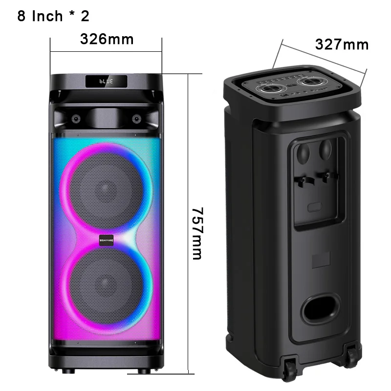 Caixa de Som Portátil WGY-8829/WGY-1033 com Microfones e Bluetooth
