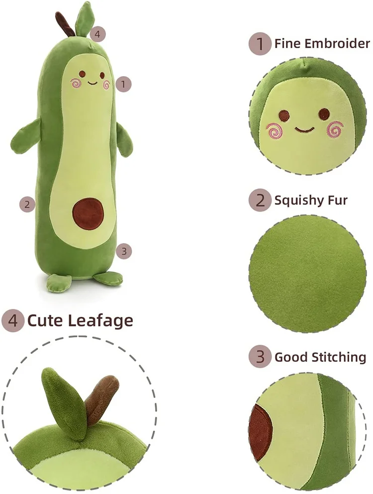 soft stuffed animals toys avocado plush pillow birthday gifts for girls:parts