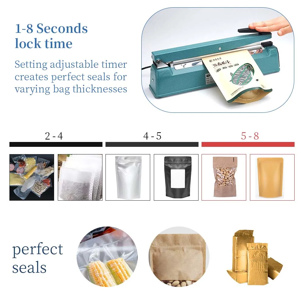Portable Philippines Heat Machines for Packaging Food Aluminum Body Manual Sealer Pfs Series Plastic Bag Sealing Machine