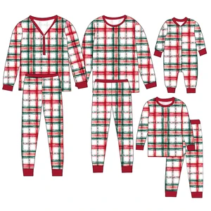 Soft & Breathable Bamboo Family Matching Christmas Print Long-Sleeve Button-Zip Pajama Sets for Christmas Season