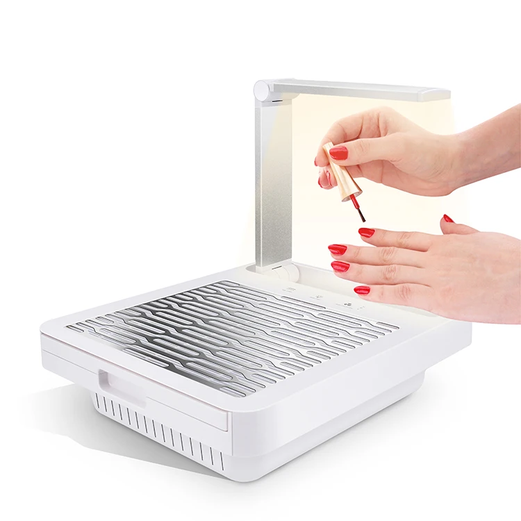 Touch Screen Professional Nail Cleaner Dust Extractor Strong Suction Dust Collector and Nail Lamp Light