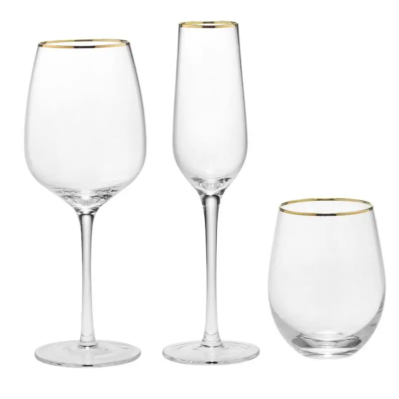 Set of 6 Small Wine Glasses on Gold Ball Pedestal – Classic Touch