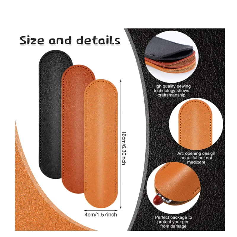 PU Leather Pen Sleeve Case Holder Pouch for Single Pen