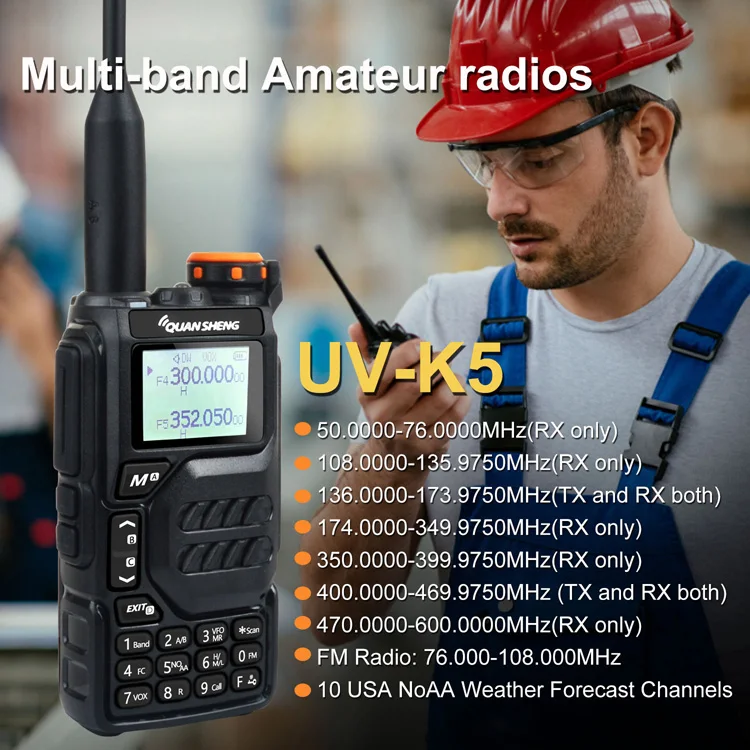 Quansheng UV-K5 VHF UHF Dual-Band Ham 5W Handheld Two-way Radio Walkie  Talkie