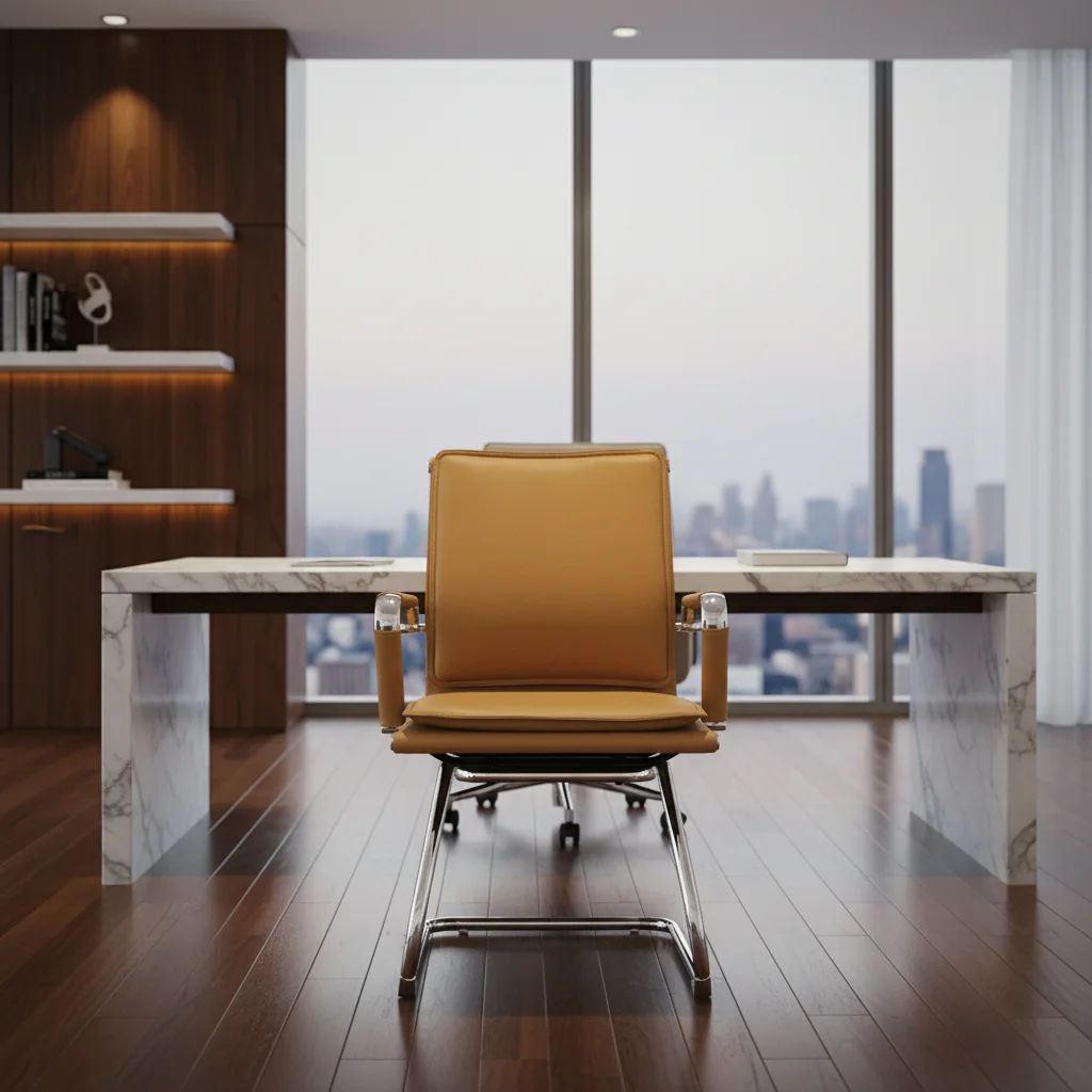 Modern Ergonomic Leather Executive Office Chair with Adjustable Height and Steel Base 6