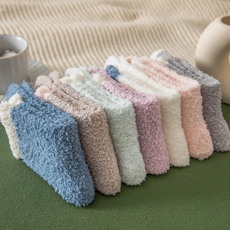 Мягкие пушистые носки с логотипом на заказ, женские нескользящие теплые пушистые носки с ручками
