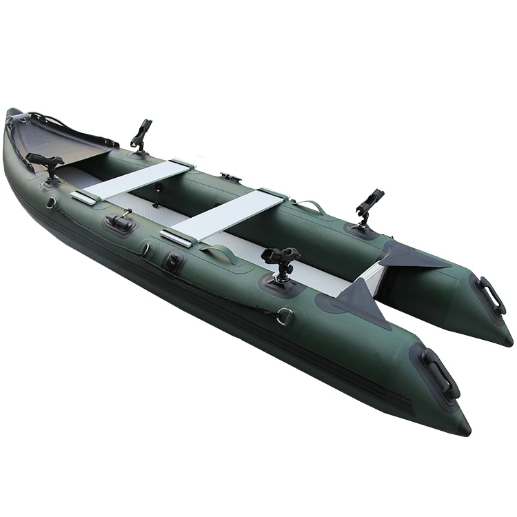 Kayak inflable de PVC duradero personalizado-370 Kayak de pesca inflable plegable Kayak de pedal para 2 persoas con caña de pescar