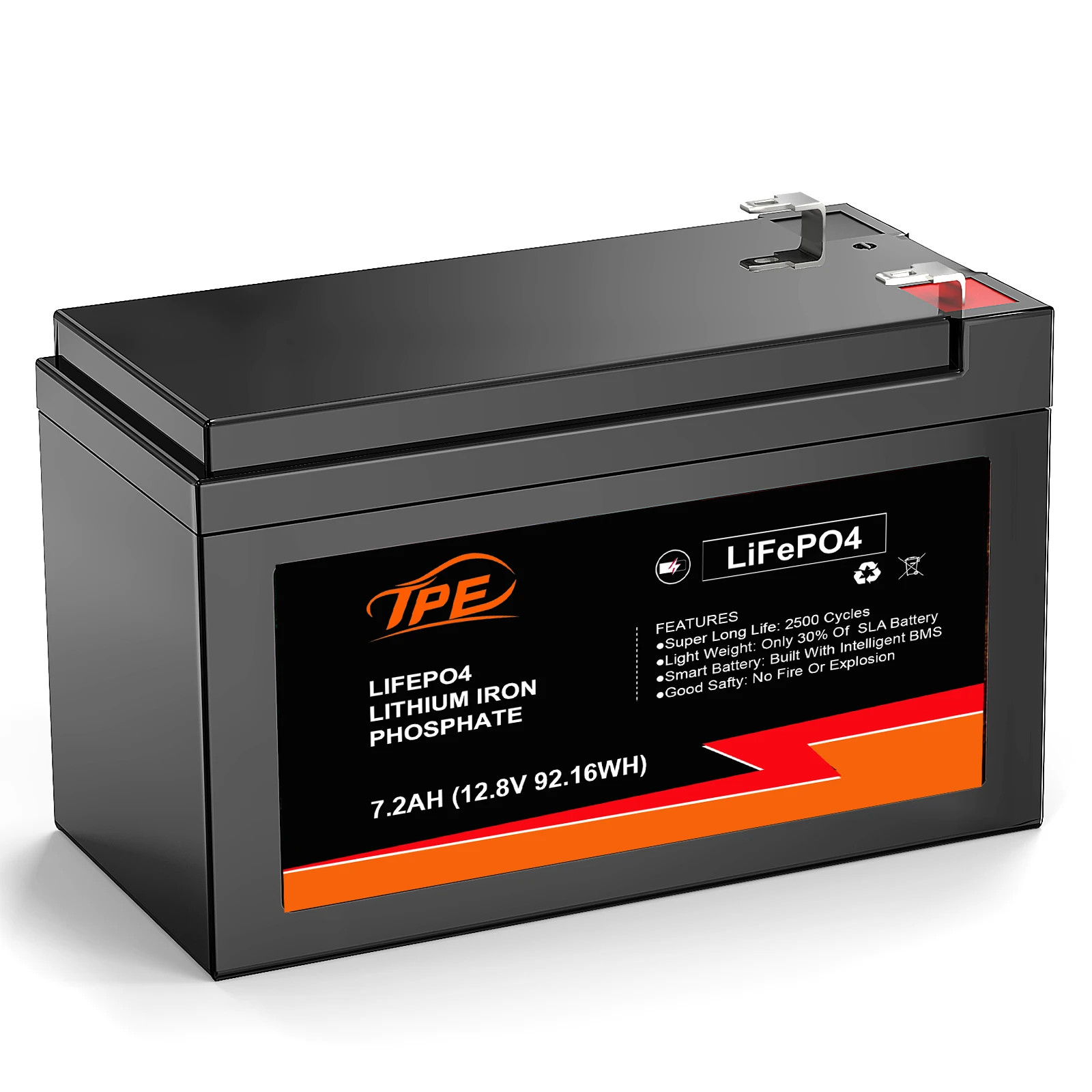 batería Lifepo4 12V 7,2Ah, Batería de Litio 12V, Batería de Fosfato de Hierro y Litio, Batería Recargable de Ciclo Profundo con BMS Incorporado