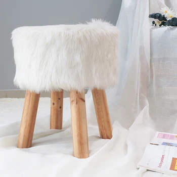 Customized Faux Fur Ottoman Stool Storage Ottoman Small Kids Ottoman with Storage