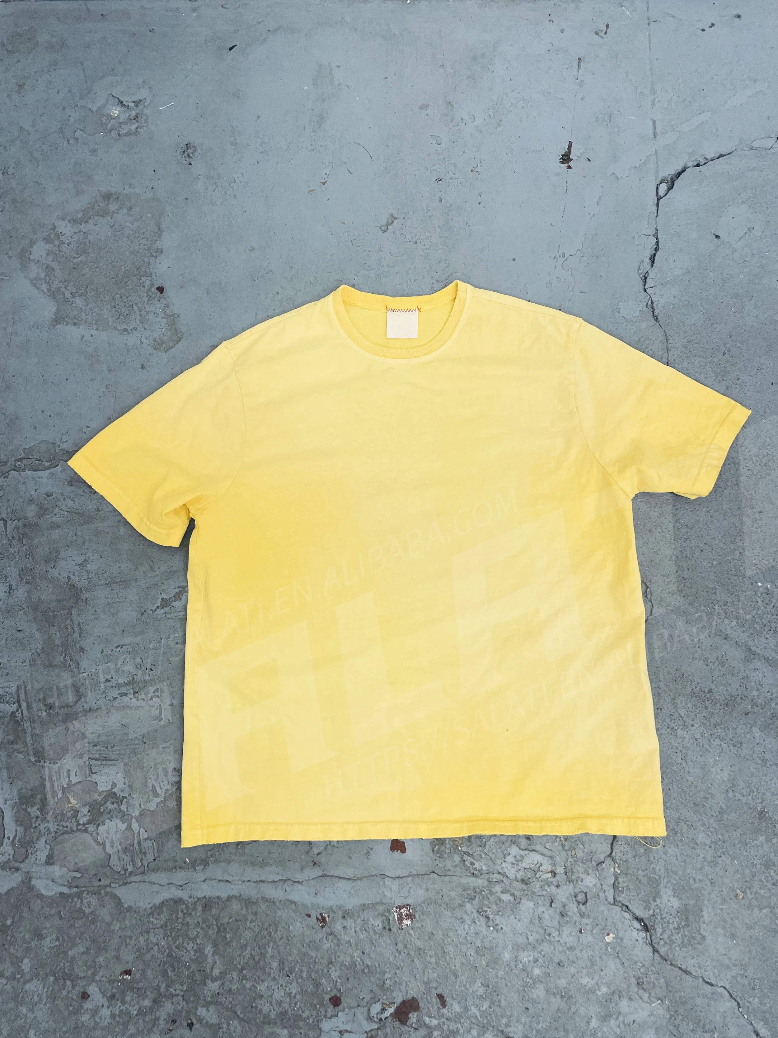 Custom Sun Faded T Shirts 100% Cotton French Plain Streetwear Vintage Distressed Acid Wash Oversized Women Unisex Tshirts Men gallery 5