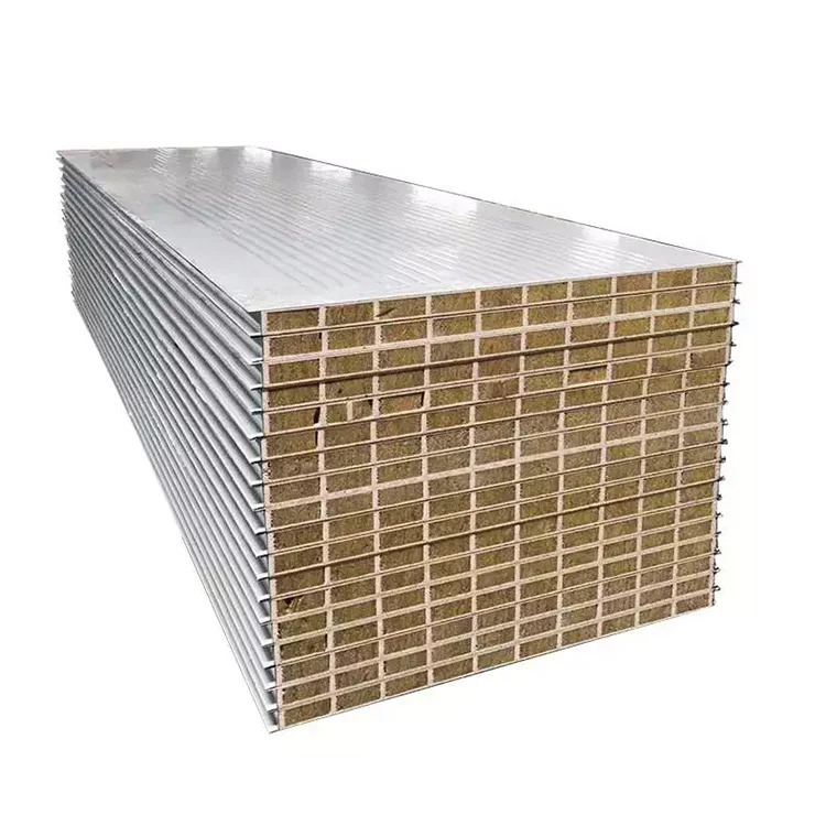 Customizable Modern Fireproof Rock Wool Sandwich Panel Steel Core for Magnesium Warehouses Cold Rooms Workshops Hospitals Hotels