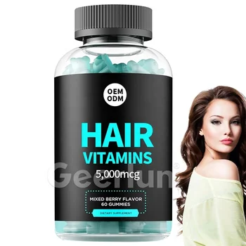 OEM Custom Vegan Hair Growth Supplement Promote Skin Hair Nails Health Vitamin Biotin Gummies