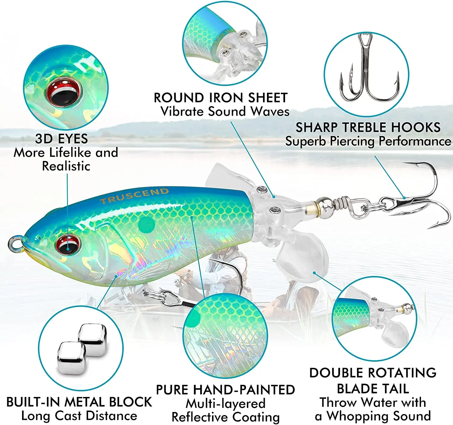 3Pcs Whopper Plopper Fishing Lure for Bass, with Floating Rotating
