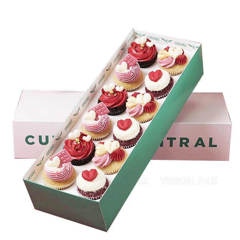 Custom Logo Printing Pink Gift Boxes Kraft Paper Boxes Crafting Cube Cupcake Boxes Cake Sweet Cookie Tiramisu