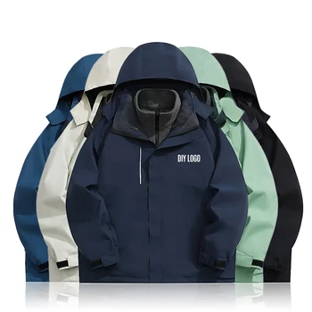 High Quality Custom Logo Men Warm Plus Size Waterproof 3 in 1 Winter Jacket Coats Winter Waterproof Jacket Fleece Outdoor Jacket