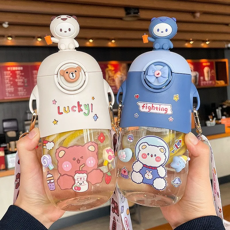 Free Shipping Doll 500ml Large Capacity Portable Outdoor Sports Children's School Strap Water Bottle for Water