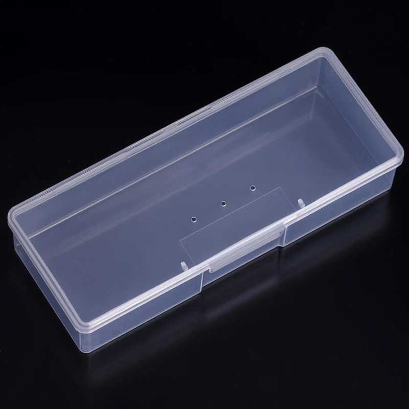 Clear Plastic Rectangle Storage Container for Nail Art Supplies Empty Organizer Case Box Brush Pen Rhinestone-Manicure Accessory