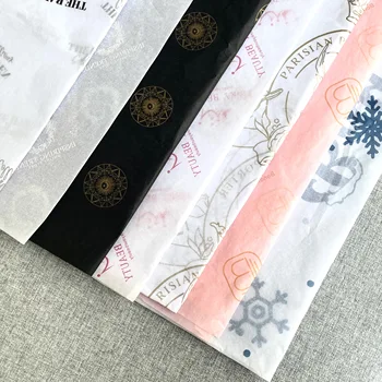 Paper Tissue Wrapping Paper for Products Packaging Clothes Wrap Tissue Paper Sheet Custom Black Logo Packaging White Food TP