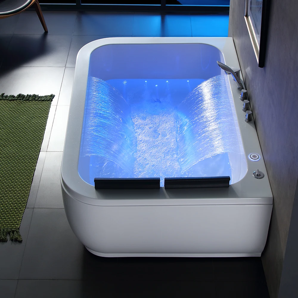 Luxspa Light Surf Massage Waterfall Acrylic Bathtub Freestanding Two