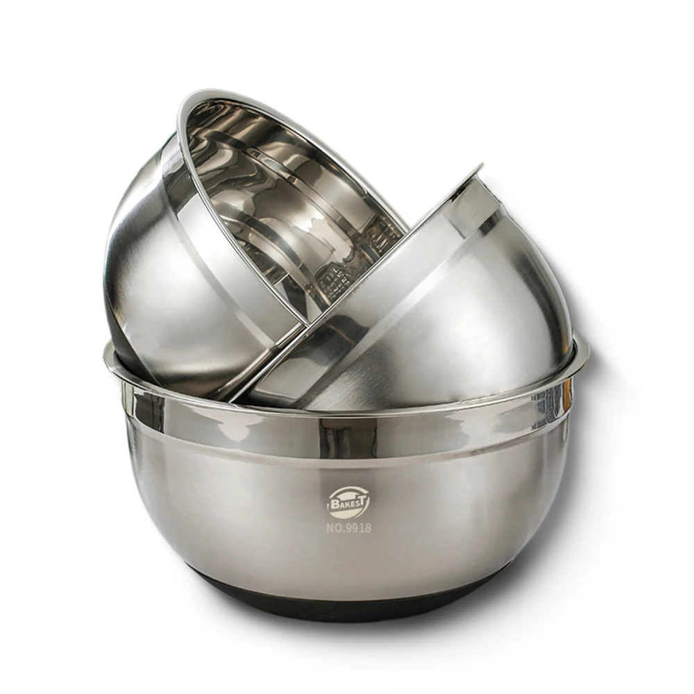 Baking Salad Bowls Non-Slip Stainless Steel Bowls Multi-purpose Egg Beater Cooking Mixing Egg Bowls