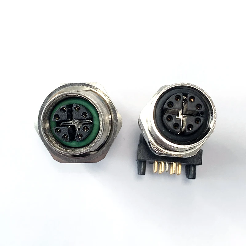 M12 Connector 8 Pins X Code Female Panel Receptacle Right Angle Socketm12 X Code 8 Pin Socket 4589