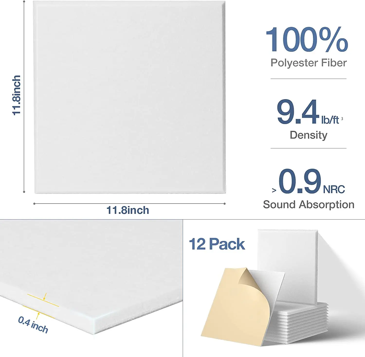 Белая высокоплотная войлочная прокладка из полиэстера с защитой от звука, шестигранные самоклеящиеся акустические панели для поглощения шума