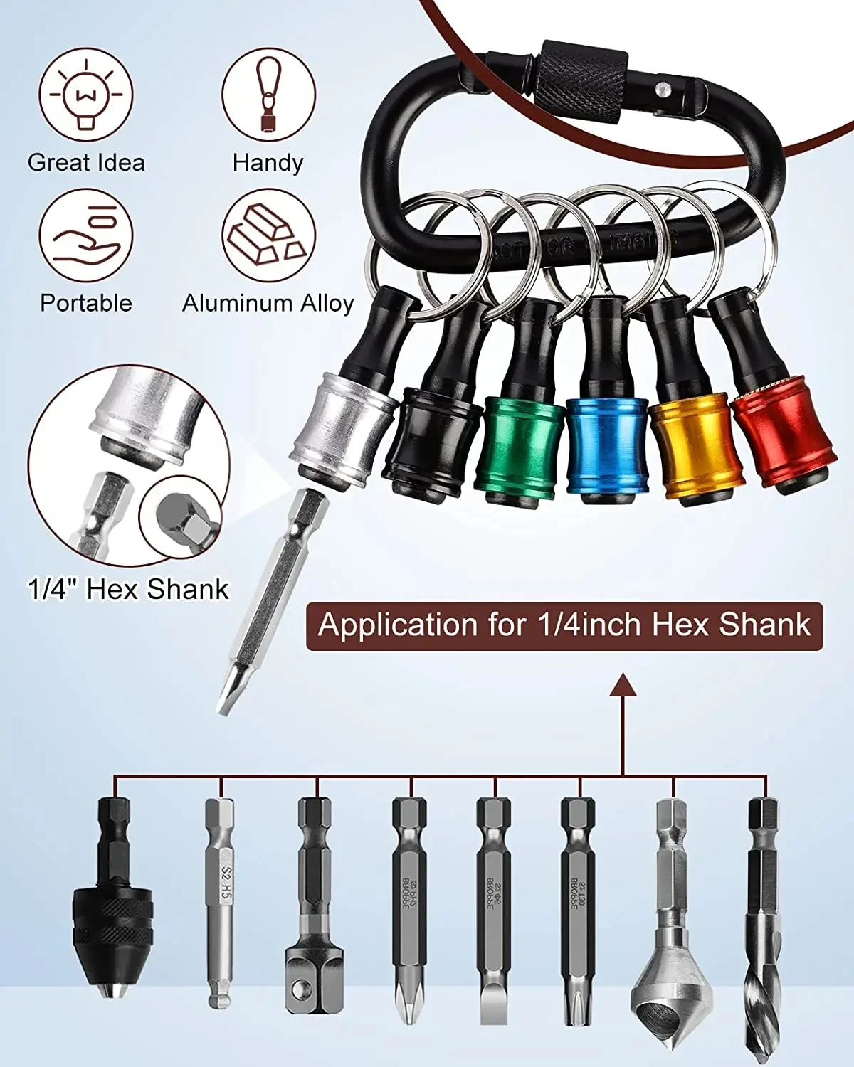 Durable Hex Shank Extension Bar Drill Adaptor Screwdriver Bits Holder Keychain Socket Adapter