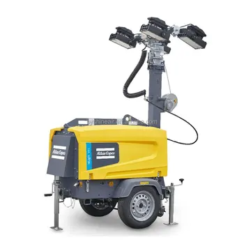 Atlas-Copco HiLight V7+ Portable Mobile LED Lighting Tower 7.5m Height 4x350W LED Kubota Engine 110L Fuel Tank 150hrs Run Time