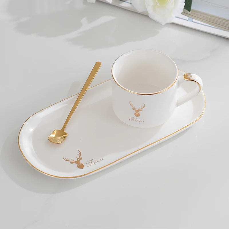 Wholesale Custom Unique Wave Shapes Cheap High Quality White Ceramic Cups With Saucer