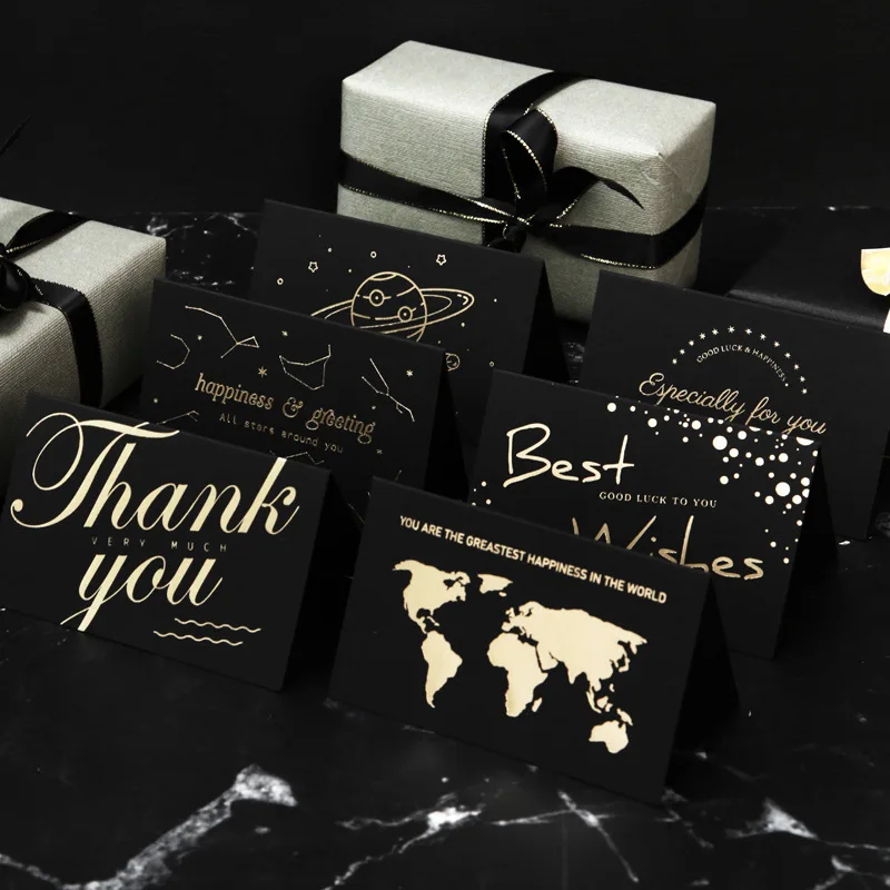 Gold Foil Stemp 2019 Luxury Birthday Greeting Thank You Christmas Black