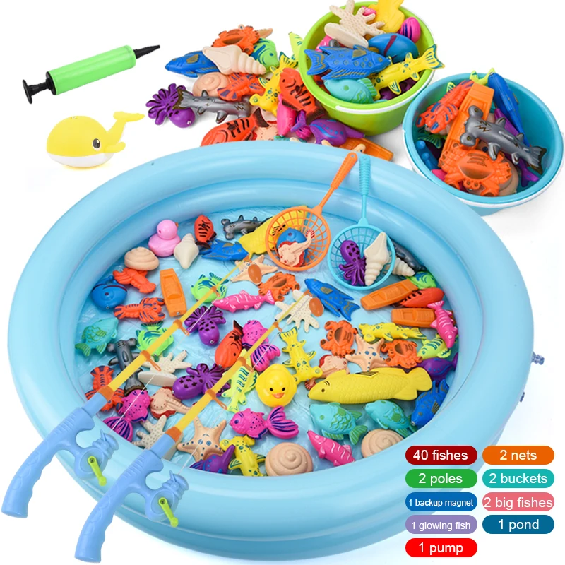 Лидер продаж летняя пляжная детская пластиковая рыболовная удочка светящаяся рыба магнитная игрушка игровой набор для