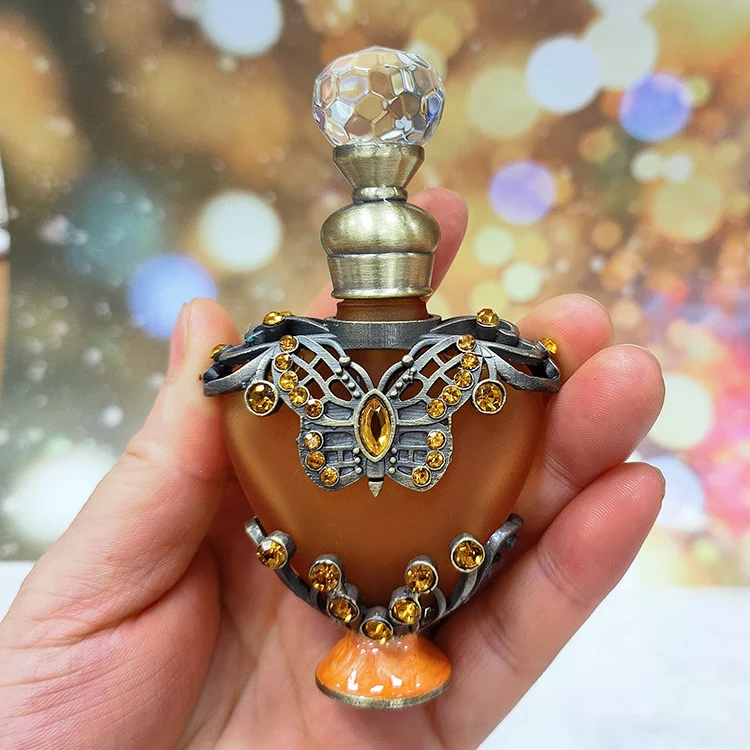10ml Unique Arabic Style Metal Essential Oil Attar Perfume Glass Bottles with Glass Stick