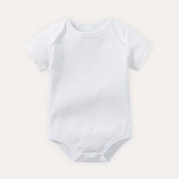 GOTS Certified Organic Cotton Newborn Infant Baby Clothes Boy Girl Short Sleeve White Unisex Baby Summer Romper Onesie Bodysuit