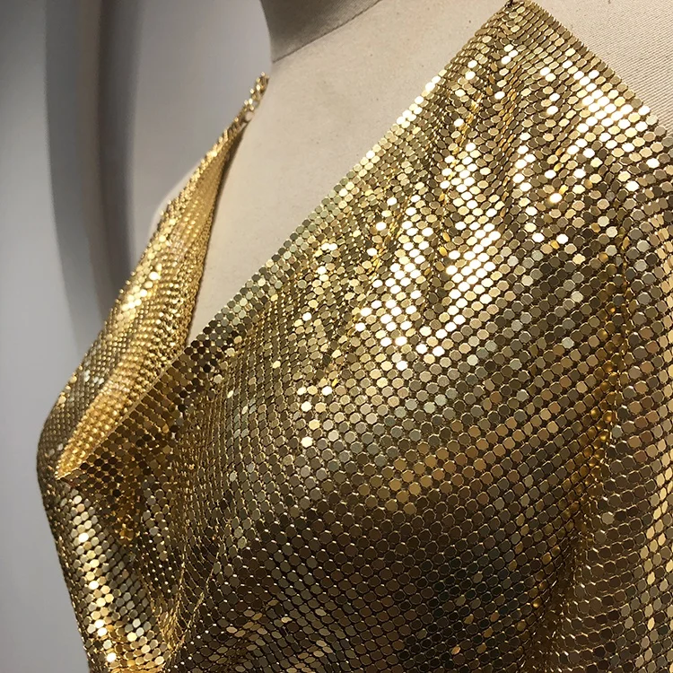 backless chainmail cowl neck mini dress Monte Carlo Chainmail Mini Dress in Gold main image 0