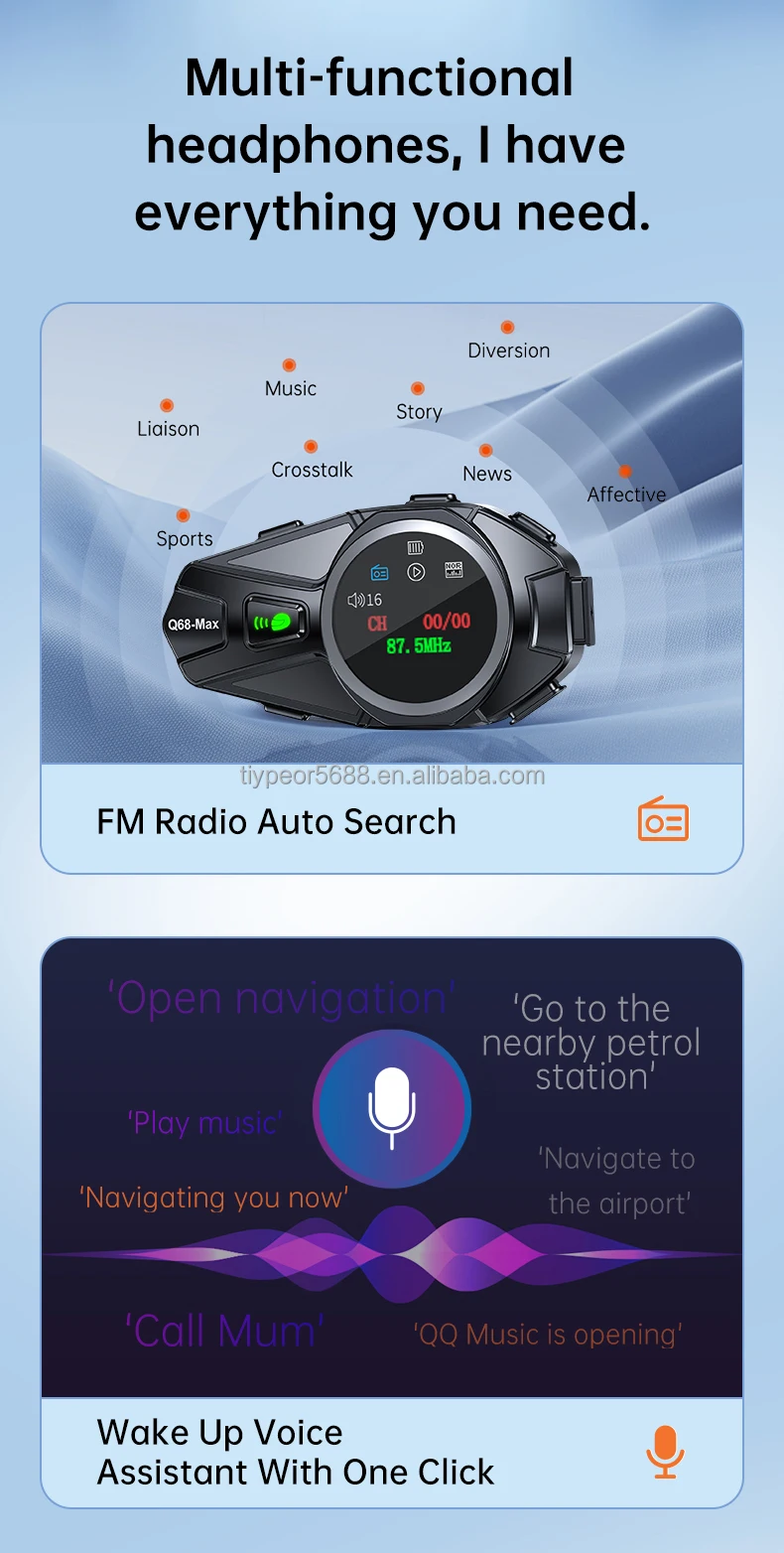 product tiypeor motorcycle helmet bt headset 2 riders 500m intercom tft color display ipx6 waterproof noise reduction auto answer-8