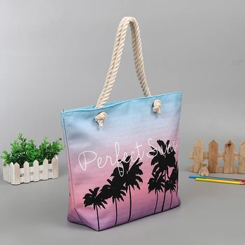 Ropo22 Sac De Plage Et Piscine En Toile Avec Fermeture Éclair - Grand Sac Imperméable Anti-Sable