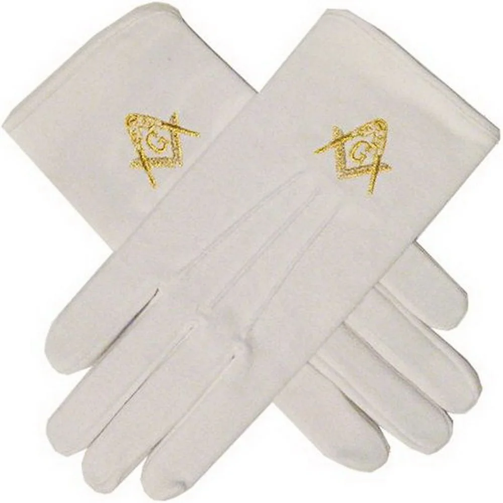 Custom logo Wholesales 100% Cheap Masonic White Cotton Gloves