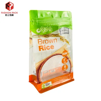 1kg 2kg 5kg China Supplier Heat Seal rice bags food plastic packaging bags flat bootm pouch with Window