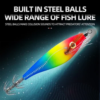 Luminous Squid Jig Lure Sea Fishing Wood Shrimp Lure Saltwater Cuttlefish Squid Jig Hook Bait – Metal Jig – view 3