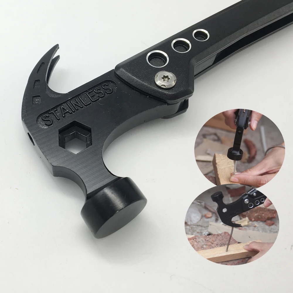 High Quality 13 1 Stainless Steel Pocket Style Multitool Outdoor Multifunctional Claw Hammer Pliers Screwdriver Blade Camping