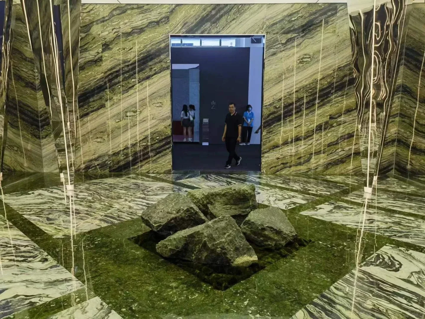 product customizable high quality luxury black and green marble slab for kitchen bathroom vanity table sink wall floor in home decor-3